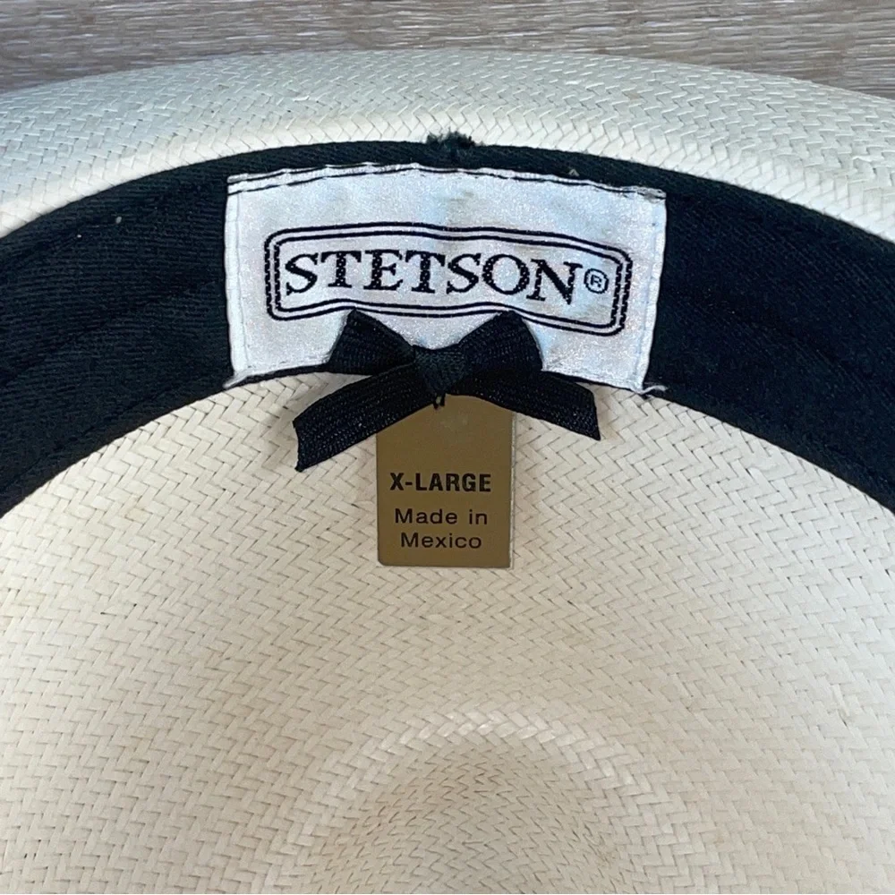 Stetson Natural Straw Feathered Fedora Panama Hat Made In Mexico X-Large EUC! - Picture 9 of 9